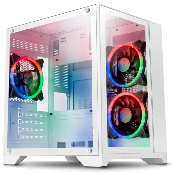 GameMax Infinity Mini Cube Micro ATX PC White Gaming Case With Tempered Glass Side Panels