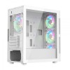 Vida Zephyr White mATX Gaming PC Case, Meshed Panel, Micro ATX, 4x 120mm ARGB Fans, Tempered Glass