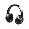 Bluetooth Headphones Headset Portable Wireless Over Ear With RGB LED - Black