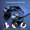 Bluetooth Headphones Headset Portable Wireless Over Ear With RGB LED - Black