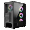 CIT Neo Black ATX Gaming PC Case 4X Dual-Ring Infinity Fans Mesh Front Side Glass Panel