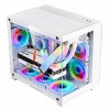 CiT Concept White MATX Gaming Cube PC Case with Tempered Glass Panels 3 LED Fans