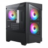 CIT Level 1 Black MATX Case Glass Front Side 3x ARGB Fans