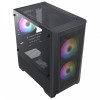 CIT Level 2 Black Micro ATX Gaming PC Case Mesh Front Glass Side 3xARGB Fans