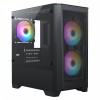 CIT Level 2 Black Micro ATX Gaming PC Case Mesh Front Glass Side 3xARGB Fans