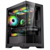 CiT Range Black MATX Gaming Tower PC Case with Tempered Glass Panels 3x LED Fans