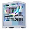 CiT Range White MATX Gaming Tower PC Case with Tempered Glass Panels 3x LED Fans