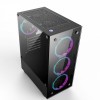 Jedel Trooper Gaming PC Computer Case RGB LED Mid Tower ATX Tempered Glass 6x Halo Ring Fans