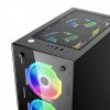 Jedel Trooper Gaming PC Computer Case RGB LED Mid Tower ATX Tempered Glass 6x Halo Ring Fans