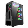 Jedel Trooper Gaming PC Computer Case RGB LED Mid Tower ATX Tempered Glass 6x Halo Ring Fans