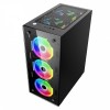 Jedel Trooper Gaming PC Computer Case RGB LED Mid Tower ATX Tempered Glass 6x Halo Ring Fans