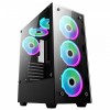 Jedel Trooper Gaming PC Computer Case RGB LED Mid Tower ATX Tempered Glass 6x Halo Ring Fans