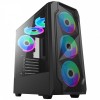 Jedel Wrath Meshed Gaming PC Computer Case RGB LED Mid Tower ATX Tempered Glass 6x Halo Ring Fans