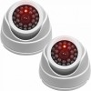 JUSTOP Dome Dummy CCTV Camera For Indoor & Outdoor With Red LED - White - Twin Pack