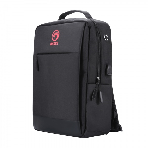 Marvo Laptop 15.6 inch Backpack with USB Charging Port, Waterproof Durable Fabric, Max Load 20kg, Black