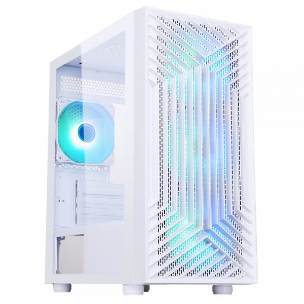 CIT Terra White Gaming Case mATX Tower 4x ARGB Fans Mesh Front and Tempered Glass Side Panel