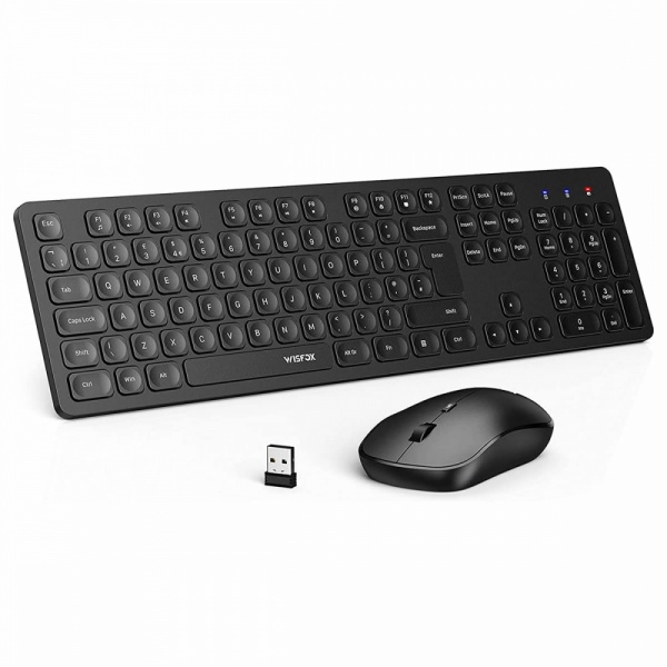 WISFOX Wireless Keyboard and Mouse Set 2.4GHz Ultra-thin Silent Desktop Combo