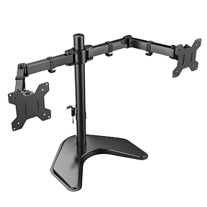Universal Dual LCD Monitor Stand Freestanding Desktop Mount For Two 13'' to 27'' Monitors