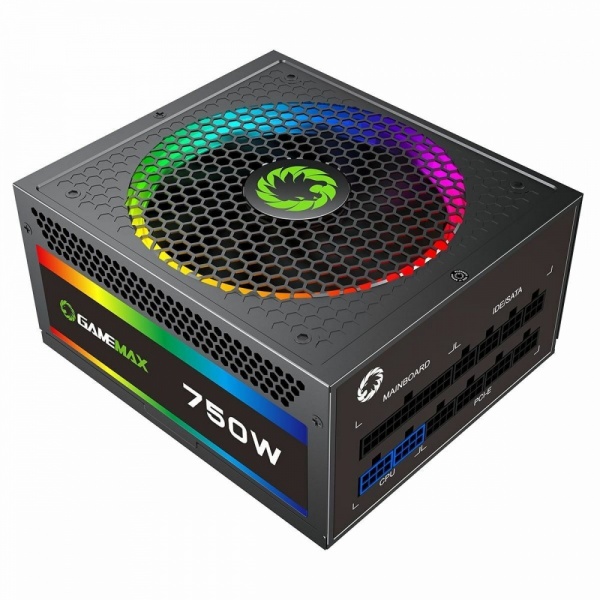 GameMax 750W Modular Power Supply Gold 80 Plus 14cm RGB Fan