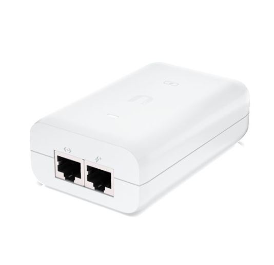 Ubiquiti U-POE-at Instant 802.3at 48V Power POE Injector, delivers up to 30W of PoE+, compatible with the U6 LR, U6 Pro, and other 802.3at PoE+ devices, surge and clamping protection, AC cable with earth ground