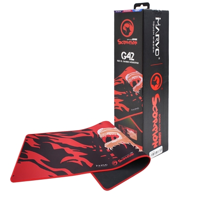Marvo G42 Gaming Mouse Pad, XL 770x295x3mm, Waterproof, Smooth Surface for Optimal Gaming, Improves Precision and Speed, with Non-Slip Rubber Base and Stitched Edges, Red and Black