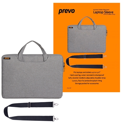 Prevo 15.6 Inch Laptop Bag, Cushioned Lining, With Shoulder Strap, Light Grey