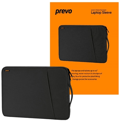 Prevo 14 Inch Laptop Sleeve, Side Pocket, Cushioned Lining, Black