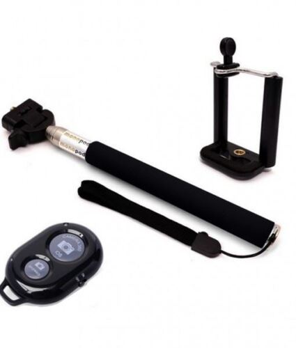 Black Sumvision Monopod Selfie Stick Telescopic Phone Holder With Remote