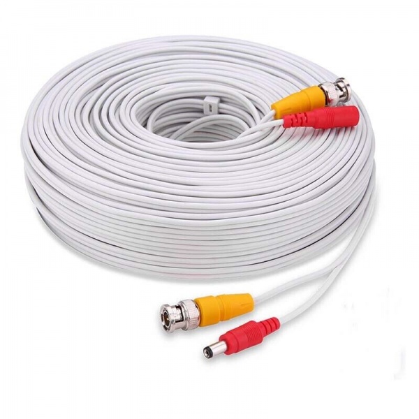BNC Coaxial + DC Power CCTV Extension Cable 1080P 4K  - White