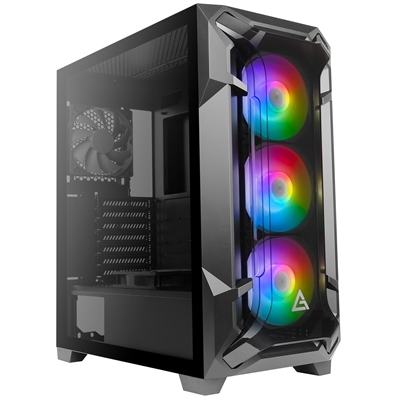 ANTEC DF600 FLUX Case, Gaming, Black, Mid Tower, 2 x USB 3.0, Tempered Glass Side Window Panel, Advanced Ventilation F-LUX Platform, Addressable RGB LED Fans, ATX, Micro ATX, Mini-ITX