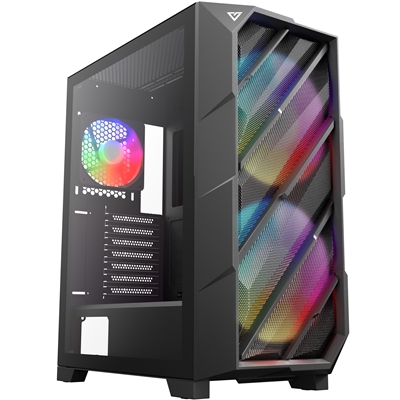 ANTEC NX700 Case, Gaming, Black, Mid Tower, 2 x USB 3.0, Tempered Glass Side Window Panels, 3D Geometric Mesh Front Panel Design for Massive Airflow, Addressable RGB LED Lighting, ATX, Micro ATX, Mini-ITX