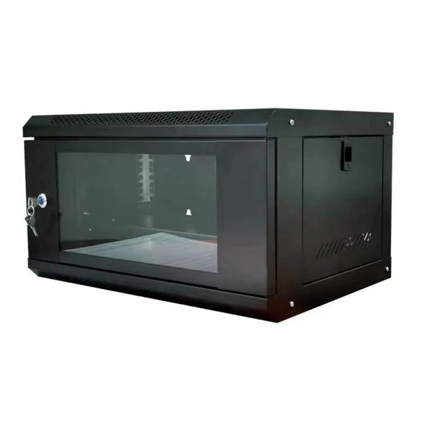 6U 450mm 19'' Black Network Data Cabinet Wall Mountable Rack - Flat Packed