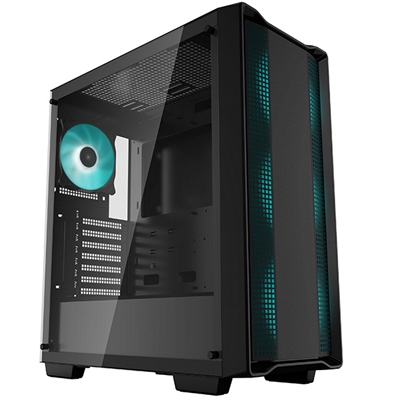 DeepCool CC560 ARGB Case, Gaming, Black, Mid Tower, 1 x USB 3.0 / 1 x USB 2.0, Tempered Glass Side Window Panel, Abundant Airflow Performance, Addressable RGB LED Fans, ATX, Micro ATX, Mini-ITX