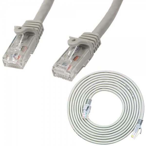 CAT6 RJ45 Ethernet Cable High Speed LAN Network Patch Cable 1M 5M 10 20M 30M 40M - Grey