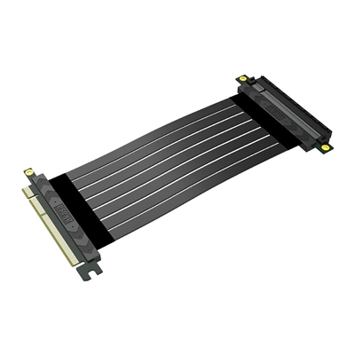 AKASA AK-CBPE03-20B RISER BLACK X2 Mark PCIe 4.0 x16 Riser Cable, 180 Degree PCIe 4.0 x16 (F) to 180 Degree PCIe 4.0 x16 (M), 0.2m, Black, 32Gbps Ultra High-Speed Bandwidth, Premium Super-Thin Ribbon Cable with EMI Shielding, Flexible Cable Design