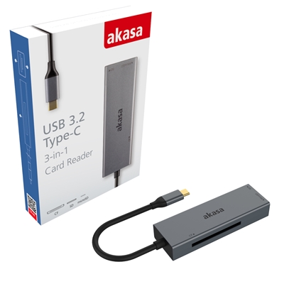 Akasa AK-CR-09BK USB 3.2 Type-C 3-in-1 Card Reader