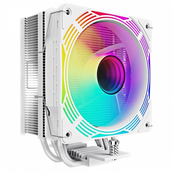 GameMax Ice Force White CPU Cooler With 120mm FN12A-C8I PWM ARGB Infinity Fan 4 x 6mm Heat Pipes TDP 200W