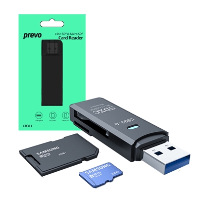 Prevo CR311 USB 3.0 Card Reader, High-speed Memory Card Adapter Supports SD/Micro SD/TF/SDHC/SDXC/MMC, Compatible with Windows, OS, Black