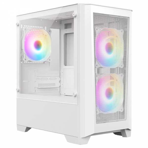 CIT Level 2 White Micro ATX Gaming PC Case Mesh Front Glass Side 3xARGB Fans[1]