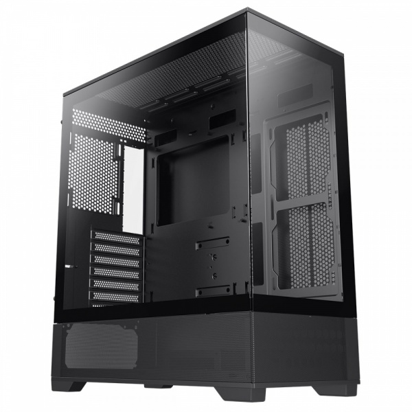 GameMax VISTA Black ATX Tower Case Tempered Glass Front and Side Panels and GameMax V4.0 ARGB PWM 9 Port Fan Hub