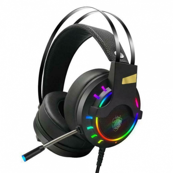 E-Sports Gaming Headset With Boom Microphone RGB LED Light