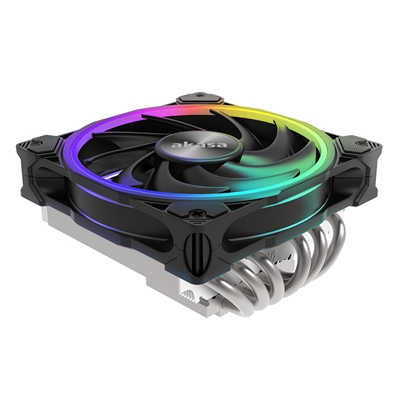 AKASA SOHO H6L Low-Profile Fan CPU Cooler, Universal Socket, 120mm PWM Addressable RGB LED Fan, 2000RPM, 6 Heat Pipes, Low-Profile at 67.2mm Height, Intelligent PWM Speed Control, Secure & Easy Mounting