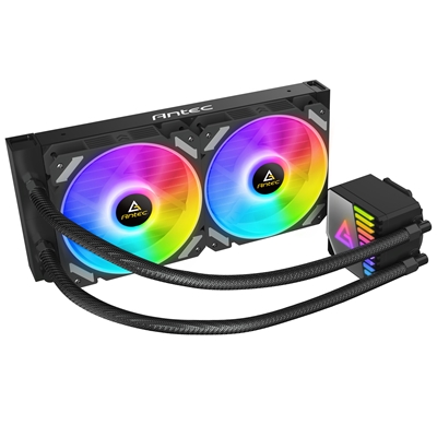 ANTEC Symphony 240 AiO Liquid CPU Cooler, Universal Socket, 240mm Radiator, PWM 1600RPM Cooling Fans, Addressable RGB LED Lighting with Chromatic ARGB Lighting Pump Head