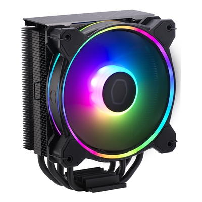 COOLER MASTER Hyper 212 Halo Black Fan CPU Cooler, Universal Socket, 120mm PWM MF120 HALO2 ARGB Fan, 2050RPM, 4 Jet-Black Heat Pipes, Aluminium Fins, Addressable RGB Auto Detection, Upgraded Installation Brackets