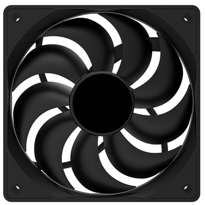 EVO LABS Black Fan, 120mm, 1200RPM, 4-Pin Molex Connector, 9 Blades for Optimised Airflow, Black Frame, Black Blades, OEM System Builder Packaging
