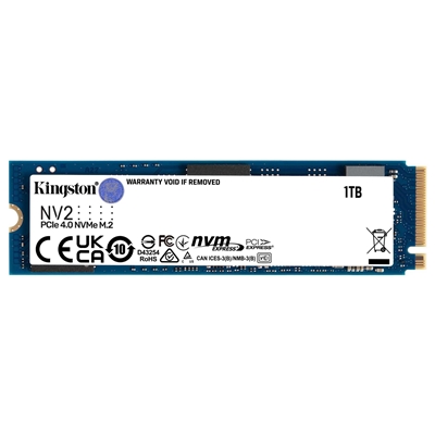 Kingston NV2 (SNV2S/1000G) 1TB NVMe M.2 Interface, PCIe Gen4 x4 2280 SSD, Read 3500 MB/s, Write 2100 MB/s, 3 Year Warranty