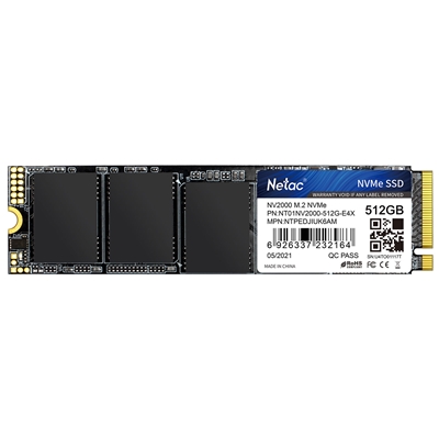 NETAC NV2000 (NT01NV2000-512-E4X) 512GB NVMe M.2 Interface, PCIe x3, 2280 Length, Read 2500MB/s, Write 1900MB/s, 5 Year Warranty