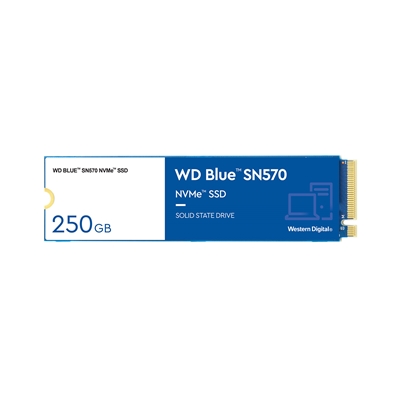 WD Blue SN570 (WDS250G3B0C) 250GB NVMe M.2 Interface, PCIe x3 x4, 2280 Length, Read 3300MB/s, Write 1200MB/s, 5 Year Warranty