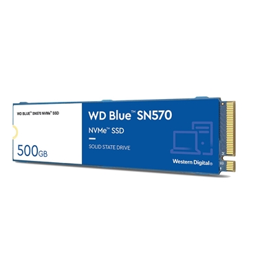 WD Blue SN570 (WDS500G3B0C) 500GB NVMe M.2 Interface,  PCIe x3 x4, 2280 Length, Read 3500MB/s, Write 2300MB/s, 5 Year Warranty