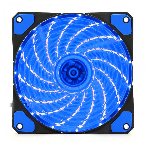 Jedel 120mm Blue LED PC Case Cooling Fan 3-Pin PWM/4-Pin Molex Connector